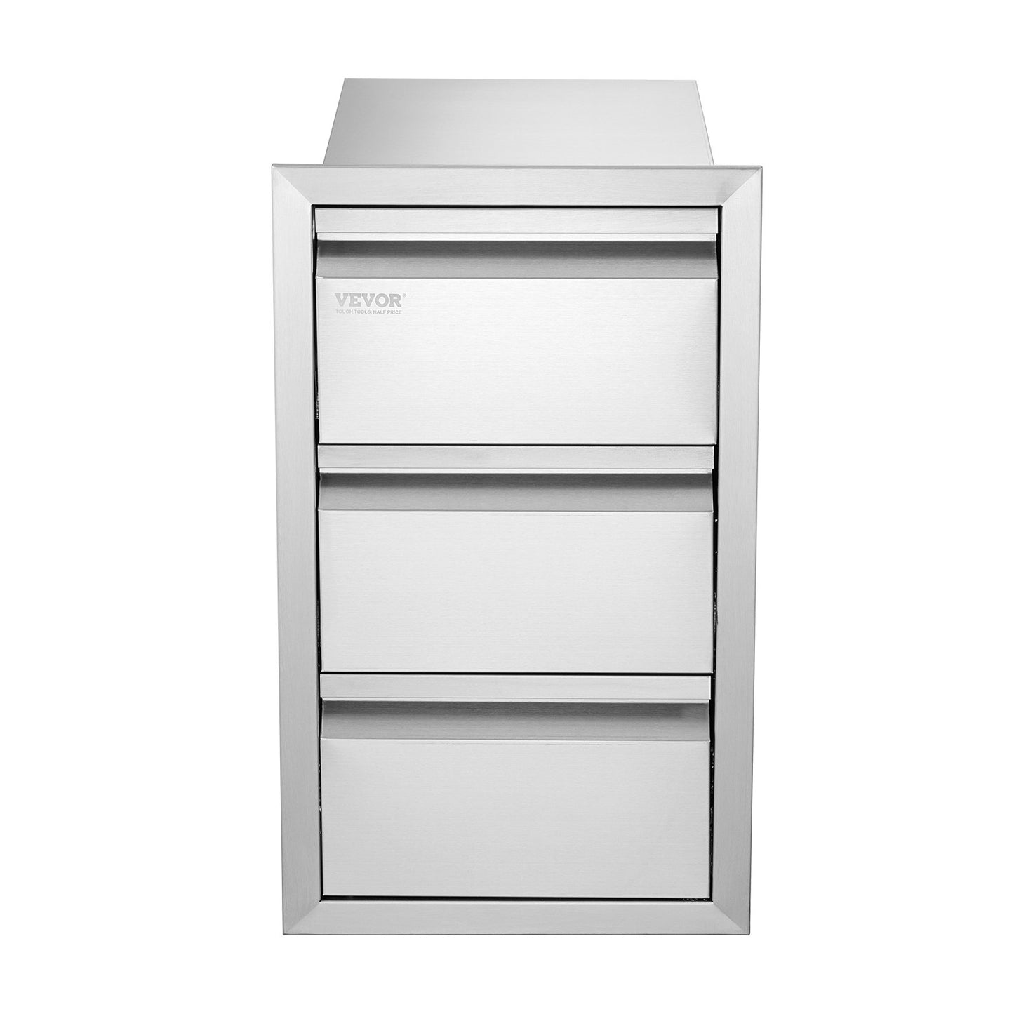 VEVOR Outdoor Kitchen Drawers 14.7 W x 25.4 H x 18.7 D, Box Frame Style Flush Mount BBQ Drawers with Stainless Steel Handle, BBQ Island Drawers for Outdoor Kitchens or Patio Grill Station