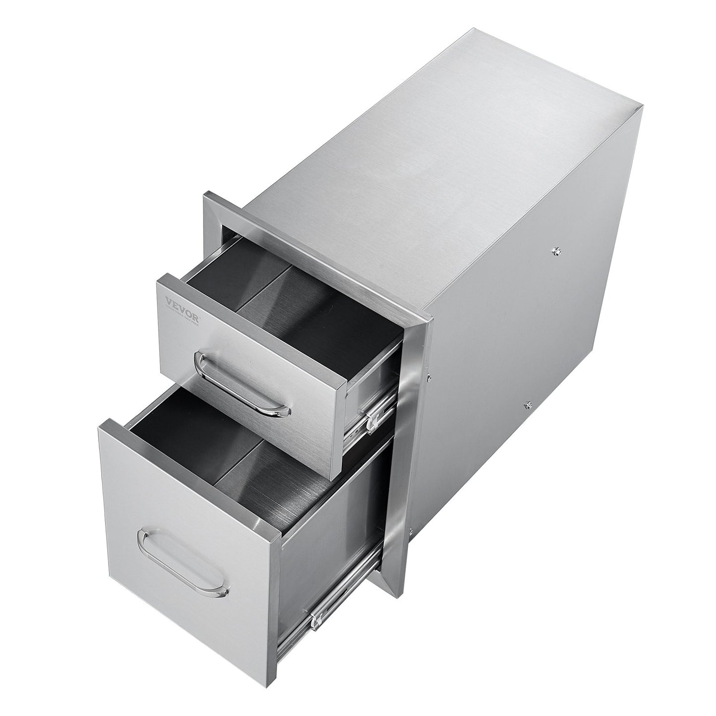VEVOR Outdoor Kitchen Drawers 13 W x 20.4 H x 20.8 D, Flush Mount Double BBQ Access Drawers with Stainless Steel Handle, BBQ Island Drawers for Outdoor Kitchens or Patio Grill Station