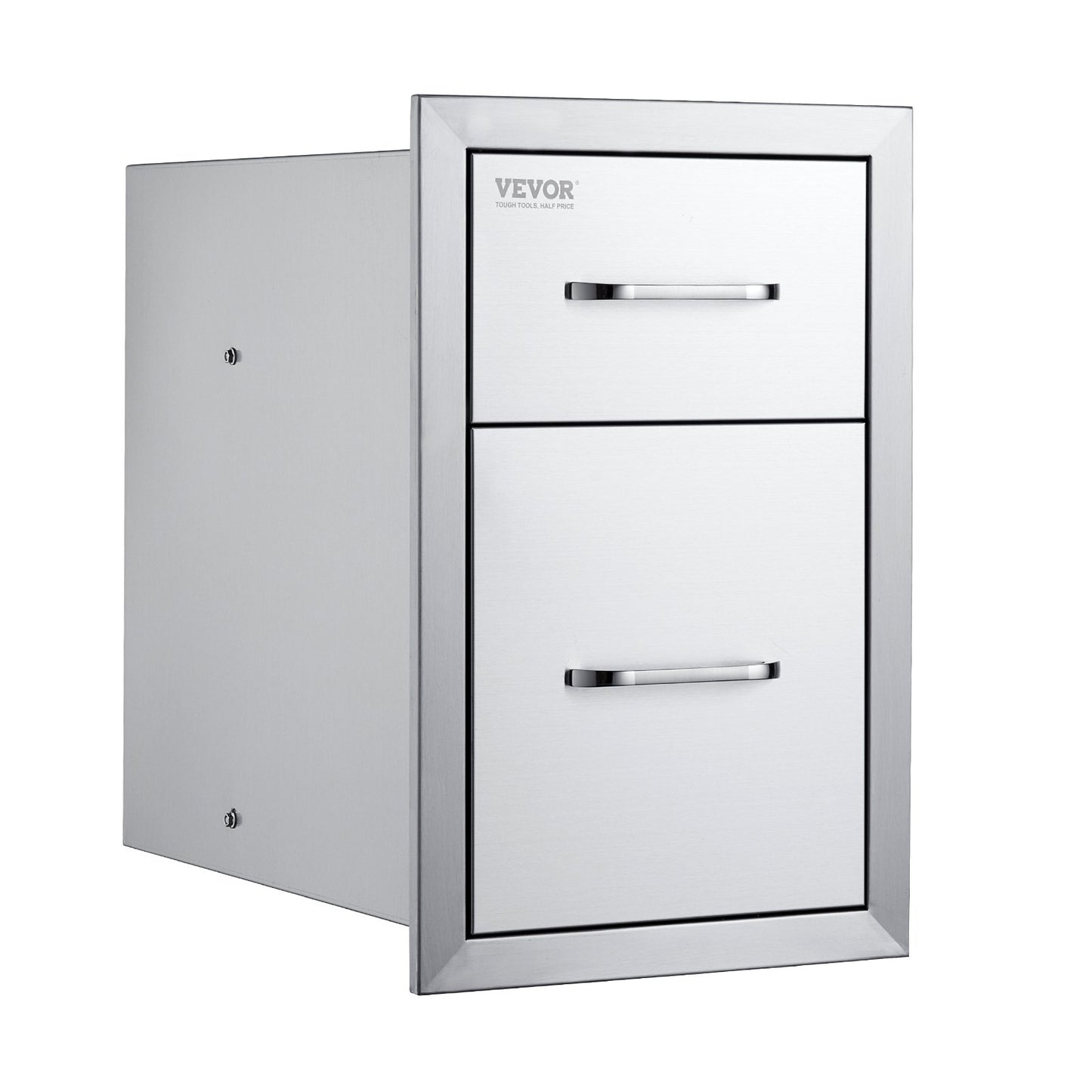 VEVOR Outdoor Kitchen Drawers 13 W x 20.4 H x 20.8 D, Flush Mount Double BBQ Access Drawers with Stainless Steel Handle, BBQ Island Drawers for Outdoor Kitchens or Patio Grill Station