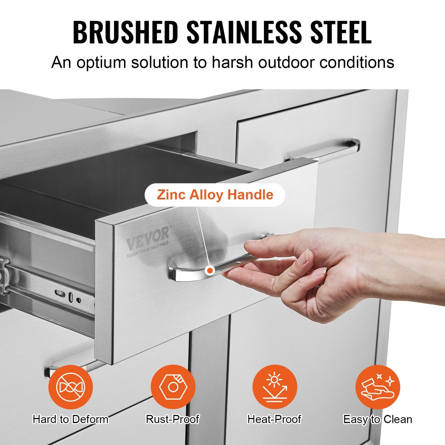 VEVOR Outdoor Kitchen Door Drawer Combo 29.5 W x 22.6 H x 21.7''D, Access Door/Triple Drawers with Propane Drawer and Adjustable Garbage Ring, Perfect for BBQ Island Patio Grill Station