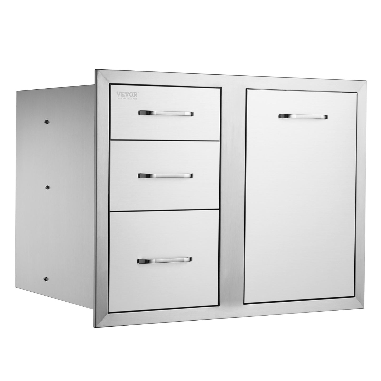 VEVOR Outdoor Kitchen Door Drawer Combo 29.5 W x 22.6 H x 21.7''D, Access Door/Triple Drawers with Propane Drawer and Adjustable Garbage Ring, Perfect for BBQ Island Patio Grill Station