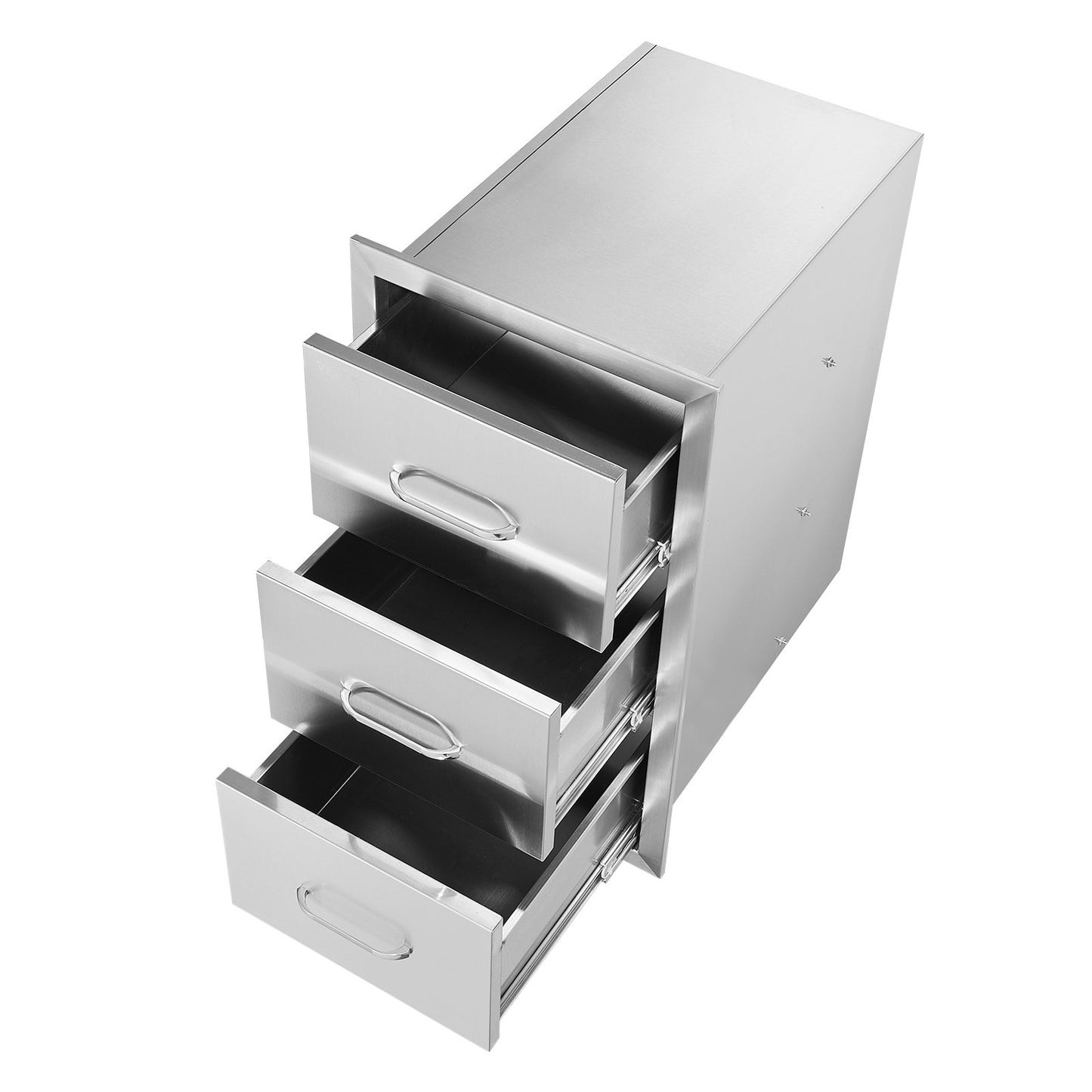 VEVOR Outdoor Kitchen Drawers 16 W x 28.5 H x 20.5 D, Flush Mount Triple Access BBQ Drawers Stainless Steel with Handle, BBQ Island Drawers for Outdoor Kitchens or Patio Grill Station