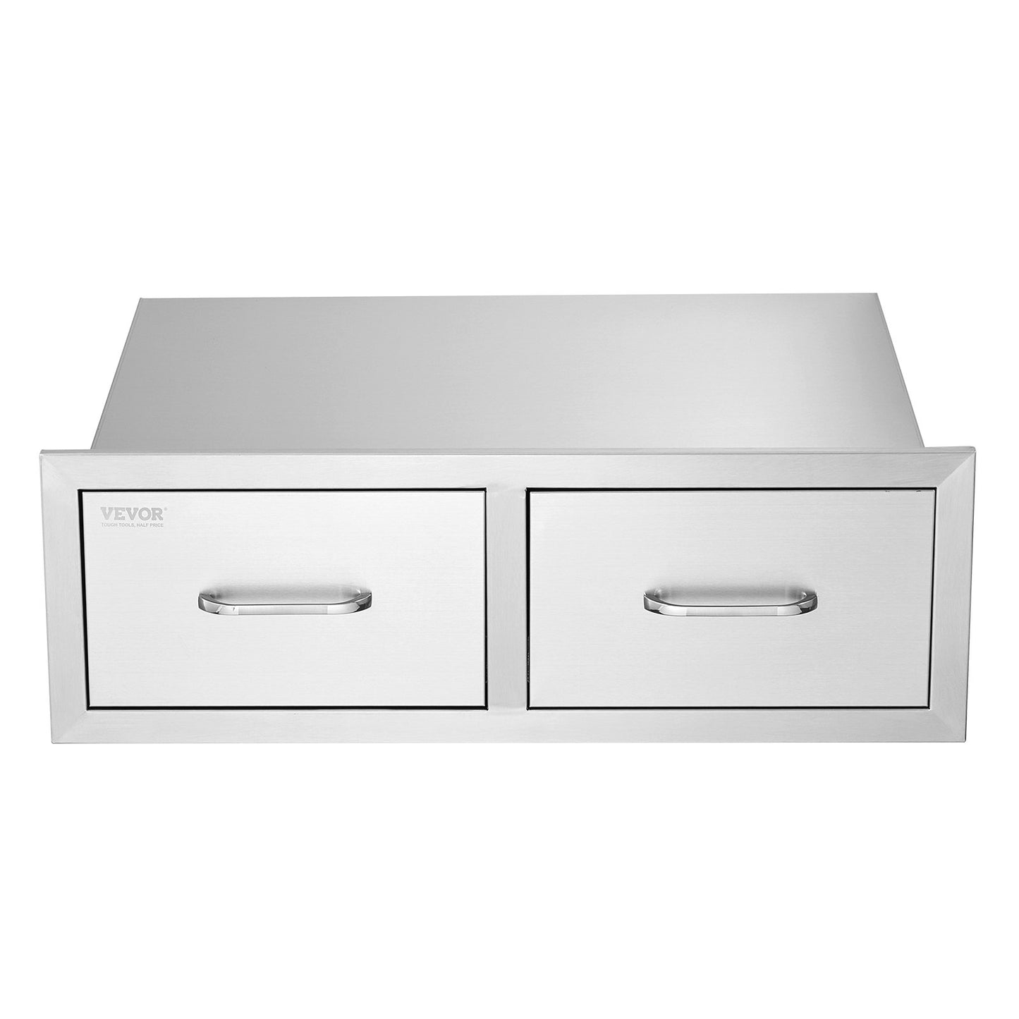 VEVOR Outdoor Kitchen Drawers 30 W x 10 H x 20 D, Horizontal Double BBQ Access Drawers Stainless Steel with Handle, BBQ Island Drawers for Outdoor Kitchens or Patio Grill Station