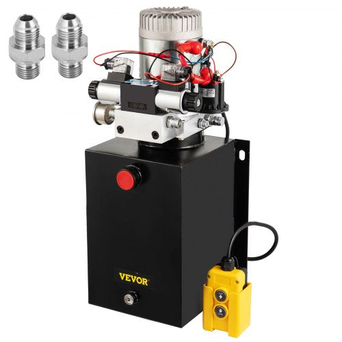 Hydraulic Power Unit 12 Volt Dump Trailer Hydraulic Pump Double Acting 12 Quart Hydraulic Pump Electric Hydraulic Cylinder Pump with Brass Pressure Gauge for Dump Trailer Lift Gates & Trucker
