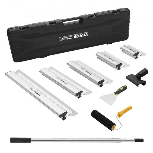 Drywall Skimming Blade Set, 7/10/14/16/24 in Skimming Blades + 34 - 81.6 in Extension Handle Pole, Stainless Steel Knife Professional Skim Coat Tools, for Gyprock/WallBoard/Plasterboard