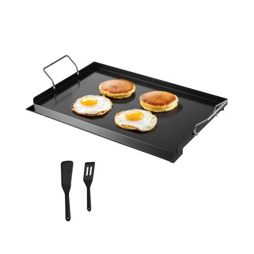 Carbon Steel Griddle, 24x16 inch Universal Flat Top Rectangular Plate, Gas Grill Griddle for BBQ Grill, Teppanyaki, Portable Family Cookware with Handle, for Camping Tailgating Party