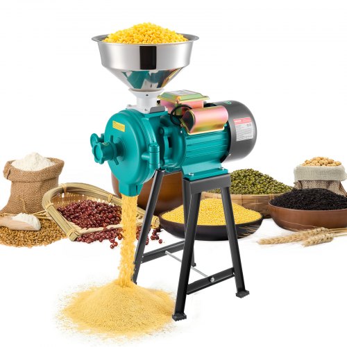 Electric Grain Mill Grinder, 110 lbs/H Commercial Spice Grinders, 1500W Cast Iron Pulverizer Powder Machine with Non-Slip Rubber Feet, for Dry Grains, Spices, Cereals, Coffee, Corn & Pepper