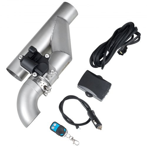 Electric Exhaust Cutout, 2.5 Inch Universal Stainless Steel Exhaust Valve Kit with One Controller Remote Kit, Cut Out Valve, Y Pipe, Remote Control & Box, Fits Trucks, Sedans, Sports Cars, SUVs