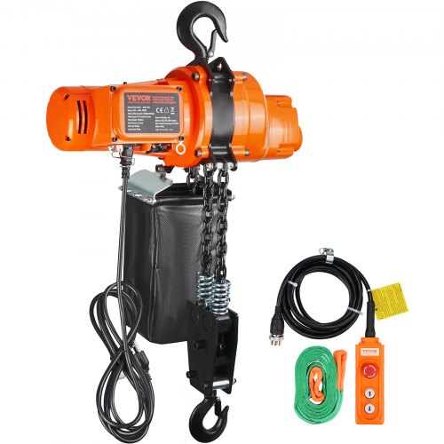 Electric Chain Hoist, 2200 lbs Load Capacity, 10 ft Lifting Height, 6.9 ft/min Speed, 120V, Single Phase Overhead Crane with Chain, 10 ft Wired Remote Control for Garage, Shop, Hotel, and Home