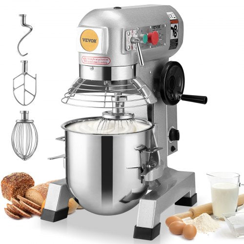 Commercial Food Mixer, 30Qt Commercial Mixer with Timing Function, 1100W Stainless Steel Bowl Heavy Duty Electric Food Mixer Commercial with 3 Speeds Adjustable 108/199/382 RPM, Dough Hook Whisk
