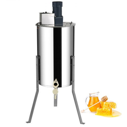 Electric Honey Extractor, 2/4 Frames Honey Spinner Extractor, Stainless Steel Beekeeping Extraction, Apiary Centrifuge Equipment with Height Adjustable Stand, Honeycomb Drum Spinner with Lid
