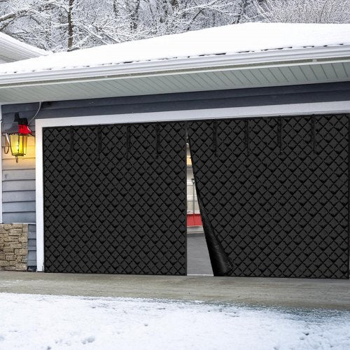 Garage Door Screen for Winter, 16x7FT, Garage Door Insulation Kit, Magnetic Thermal Insulated Door Curtain with 300D Oxford Fabric Heavy Duty Weighted Bottom, Easy Assembly for Garage Door