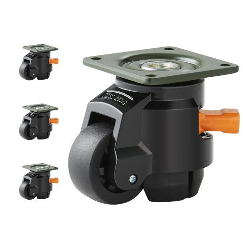 VEVOR Leveling Casters, 4-Pack Heavy Duty 360¡ã Swivel Caster Wheels Hold up to 1100 lbs Load, 2 inches Caster Diameter, Adjustable Casters with Upgraded Handle Design and Feet for Workbench & Machine