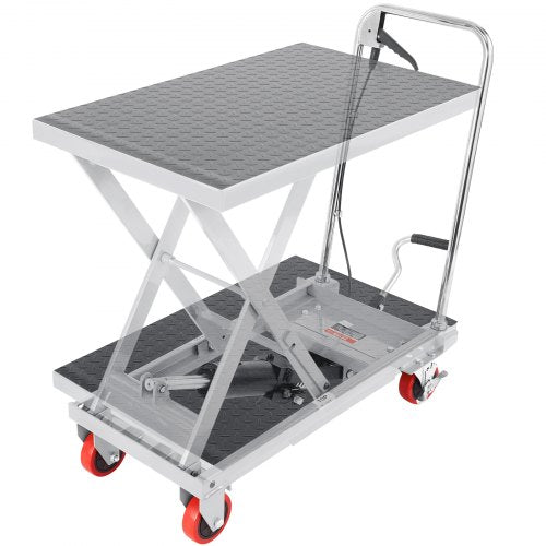 Hydraulic Lift Table Cart, 500lbs Capacity 28.5' Lifting Height, Manual Single Scissor Lift Table with 4 Wheels and Non-slip Pad, Hydraulic Scissor Cart for Material Handling, Gray