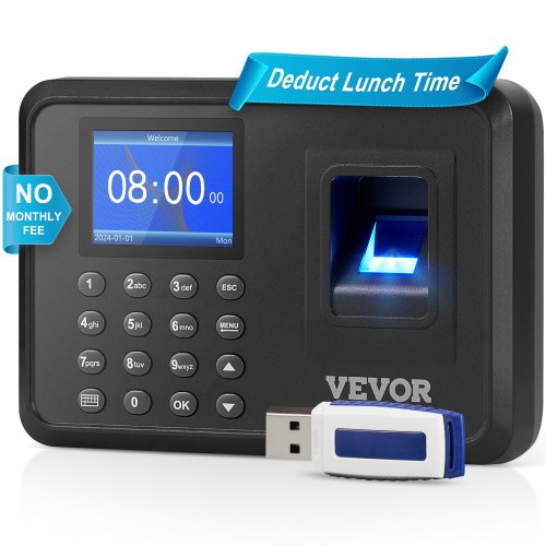 Time Clock, Fingerprint Time Clocks for Employees Small Business, Biometric Time Clock with USB Drive,  Automatic Punch In/Out, No Monthly Fees