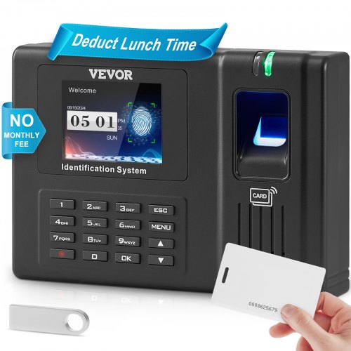 Time Clock, Fingerprint Time Clocks for Employees Small Business, Biometric Time Clock with 5 RFID Cards & USB Drive,  Automatic Punch In/Out, No Monthly Fees
