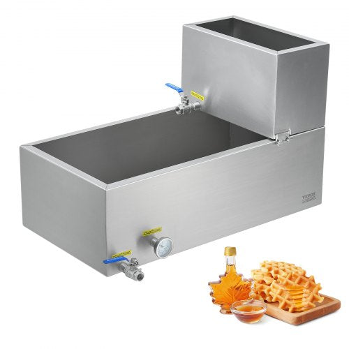 Maple Syrup Evaporator Pan, 19.6 Gallon, 285 Cups of 8.8oz Maple Syrup, Flat Evaporator Pan with Thermometer, 2 Valves and 3 Heating Methods, 304 Stainless Steel Maple Syrup Pan for Home, Outdoor