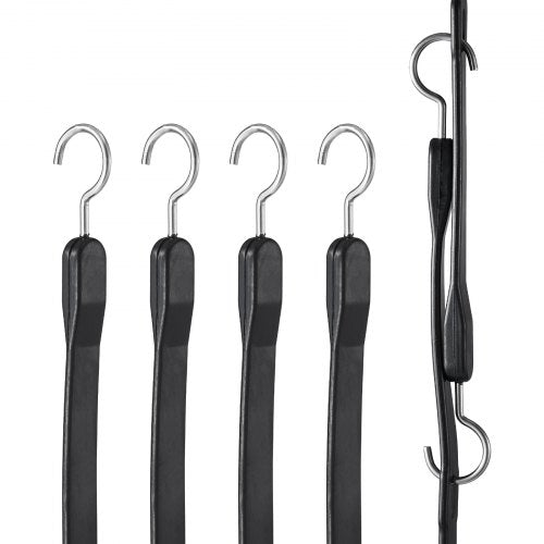VEVOR 4 Pcs Flat Bungee Cord Set 20 mm Heavy Duty Bungee Straps with S-Hook 40