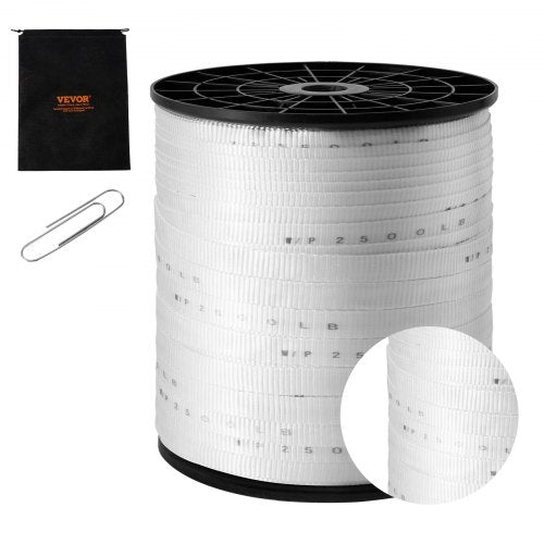 Polyester Pull Tape, 3/4' x 1053' Mule Tape Flat Rope, 2500 lbf Tensile Capacity, Printed Webbing Cable Pulling Tape for Packaging, Gardening, Commercial Electrical, Conduit Work, White