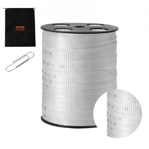 Polyester Pull Tape, 3/4' x 265' Mule Tape Flat Rope, 2500 lbf Tensile Capacity, Printed Webbing Cable Pulling Tape for Packaging, Gardening, Commercial Electrical, Conduit Work, White