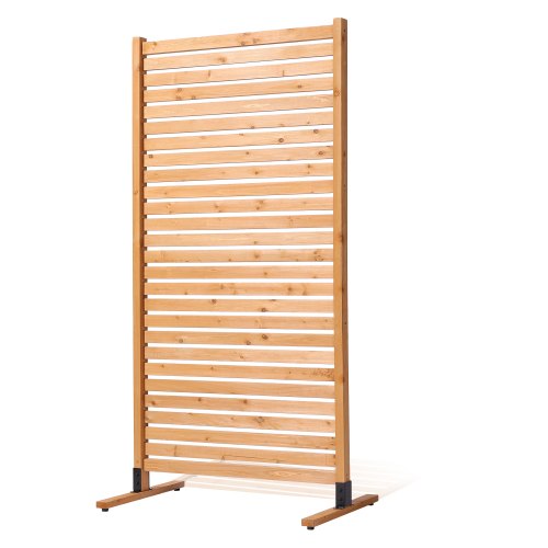 Wooden Privacy Screen, 36' W x 76' H Outdoor Privacy Screen, Freestanding Wood Privacy Panel with Stand, Decorative Patio Privacy Screen, Outdoor Divider for Balcony Patio Lawn Garden