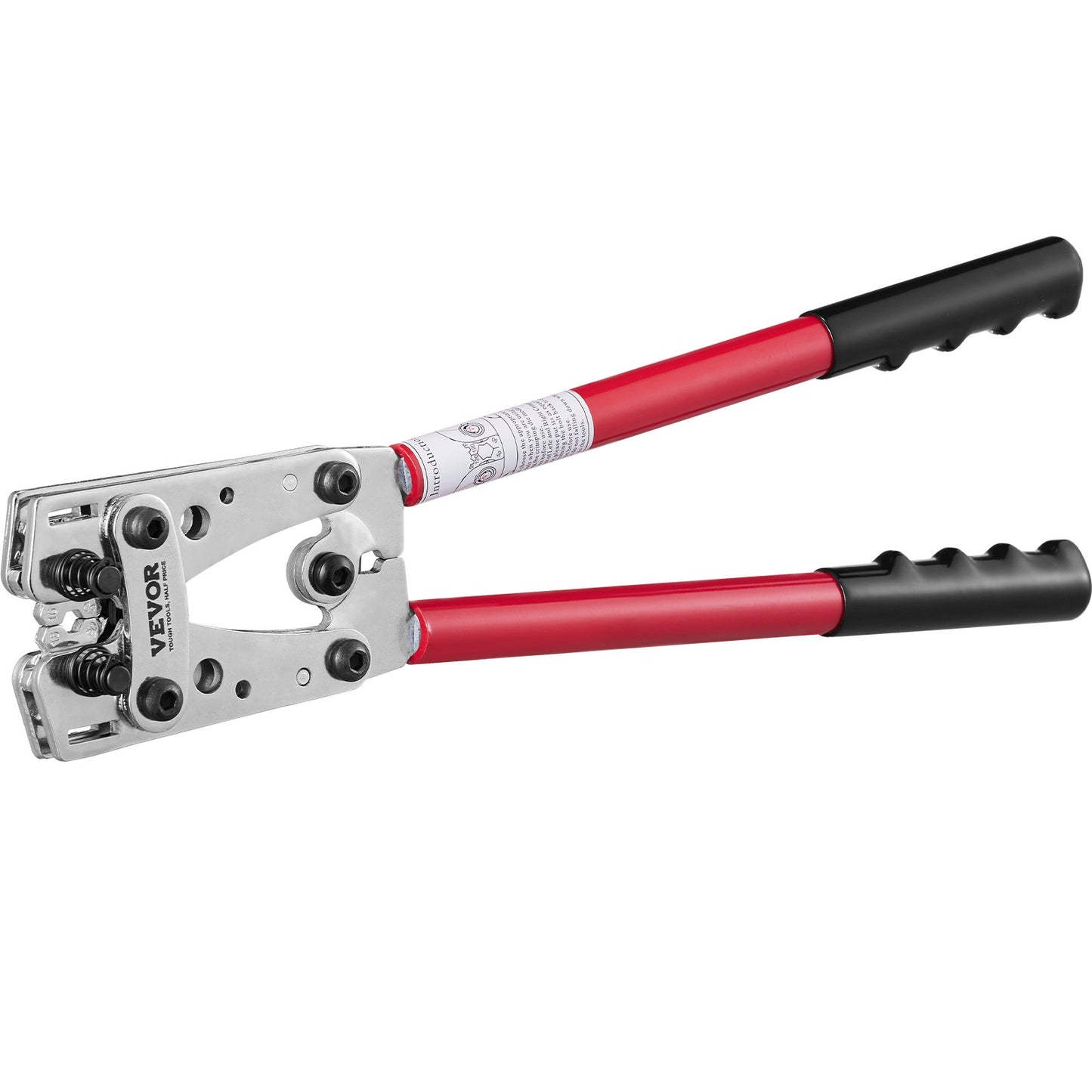 VEVOR Crimping Tool, AWG10-1/0 Copper And Aluminum Terminal Battery Lug Crimper, 6 Wire Sizes Crimping Die, with a Cutting Pliers, Gloves, 95pcs Copper Ring Connectors, and 100pcs Heat Shrink Tubes