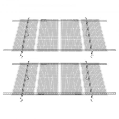 2-Set Solar Panel Mounting Brackets, 30¡ã-60¡ã Adjustable Multi-Pieces Solar Panel Brackets for 4-8PCS Solar Panels, Carbon Steel Ground Mount Solar Panel Stand for Farms, RVs, Boats, Off-Grid