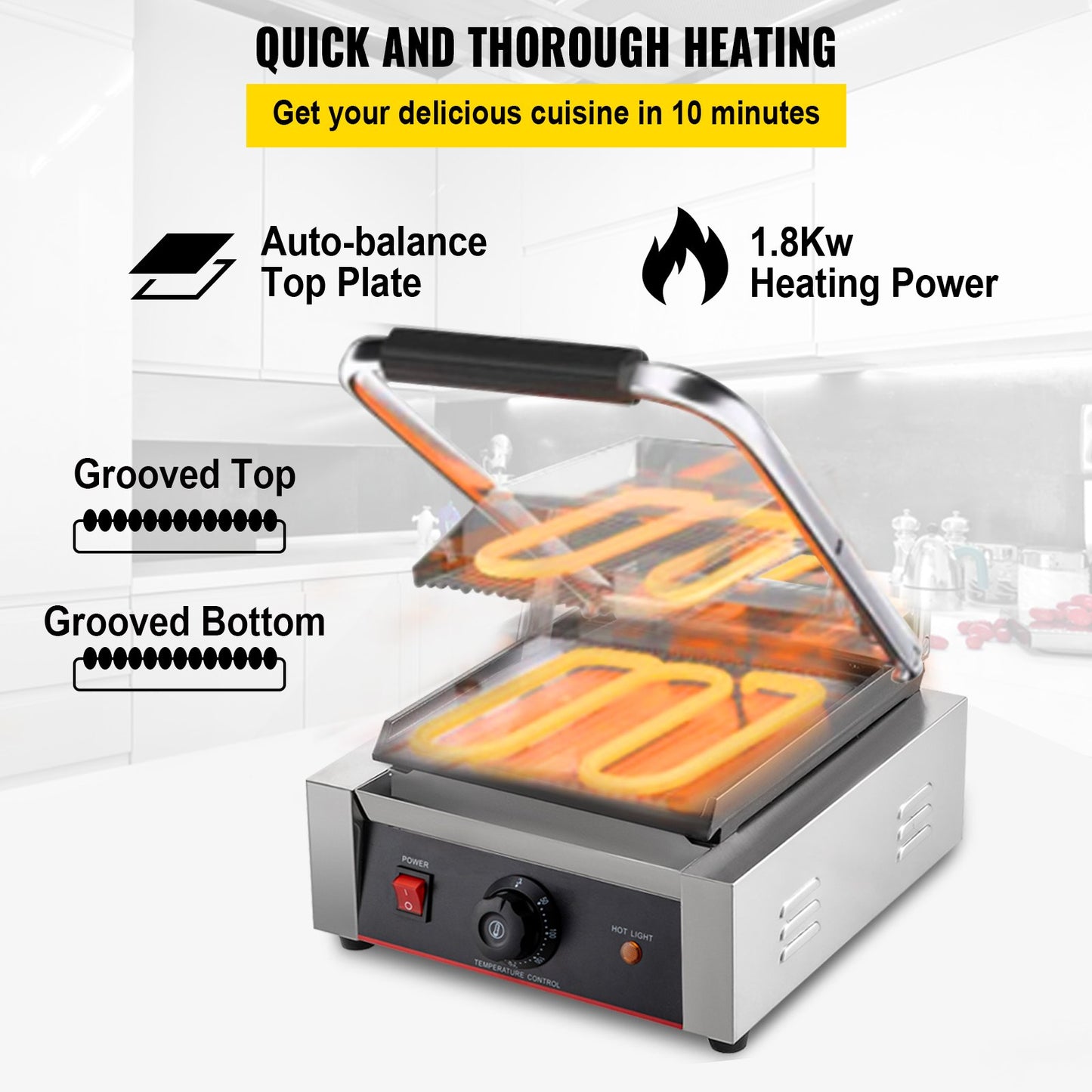 Sandwich Bread Toaster Press Maker Electric Bread Grill 1800W