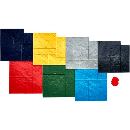 Concrete Stamps Mat, 24 x 24 in, 7 pcsConcrete Texturing Skin Polyurethane Stamp Stone Tile Texture Mat, Slate floor Imprint Seamless Stamp Concrete Molds for Outdoor Decorative, Muti-color