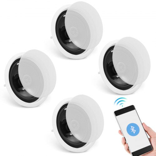 4 PCs 6.5'' Bluetooth in Ceiling Speakers, 150W, Flush Mount Ceiling & in-Wall Speaker System with 8¦¸Impedance 89dB Sensitivity, for Home Kitchen Living Room Bedroom or Covered Outdoor Porches