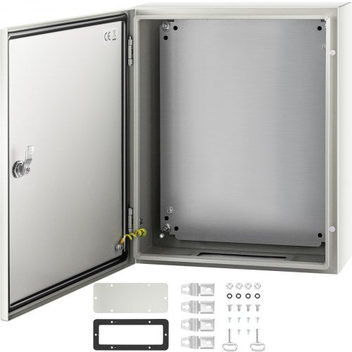 NEMA Steel Case, 20x16x6'' NEMA 4X Metal Electric Enclosure, IP66 Water & Dust Resistant, Suitable for Both Outdoor/Indoor Use, Includes Mounting Plate