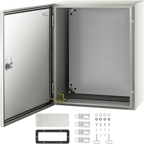 NEMA Steel Case, 20x16x8'' NEMA 4X Metal Electric Enclosure, IP66 Water & Dust Resistant, Suitable for Both Outdoor & Indoor Use, Includes Mounting Plate