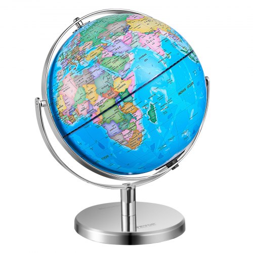 Rotating World Globe with Stand, 13 in/330.2 mm, Educational Geographic Globe with Precise Time Zone ABS Material, 720¡ã Spinning Globe for Kids Children Learning Classroom Geography Education