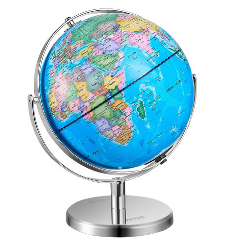 Illuminated World Globe with Stand, 13 in/330.2 mm, Educational Earth Globe with Stable Heavy Metal Base HD Printed Map and LED Night Lighting, 720¡ã Spinning Globe for Kids Classroom Learning