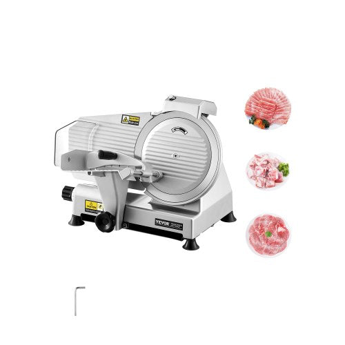 Commercial Meat Slicer, 10 inch Electric Deli Food Slicer, 180W Meat Cutter with a Premium 65Mn Blade, 0-0.4 inch Adjustable Thickness, Food Slicer Machine for Meat Vegetables Hard Bread Cheese