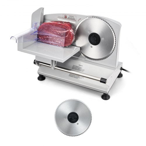 Meat Slicer, 6.7 inch 150W Electric Deli Slicer Machine with two SUS420 Blades,  0-0.6 inch Adjustable Thickness, ETL Certified Home Food-Slicer for Meat, Ham, Baguett, Steak