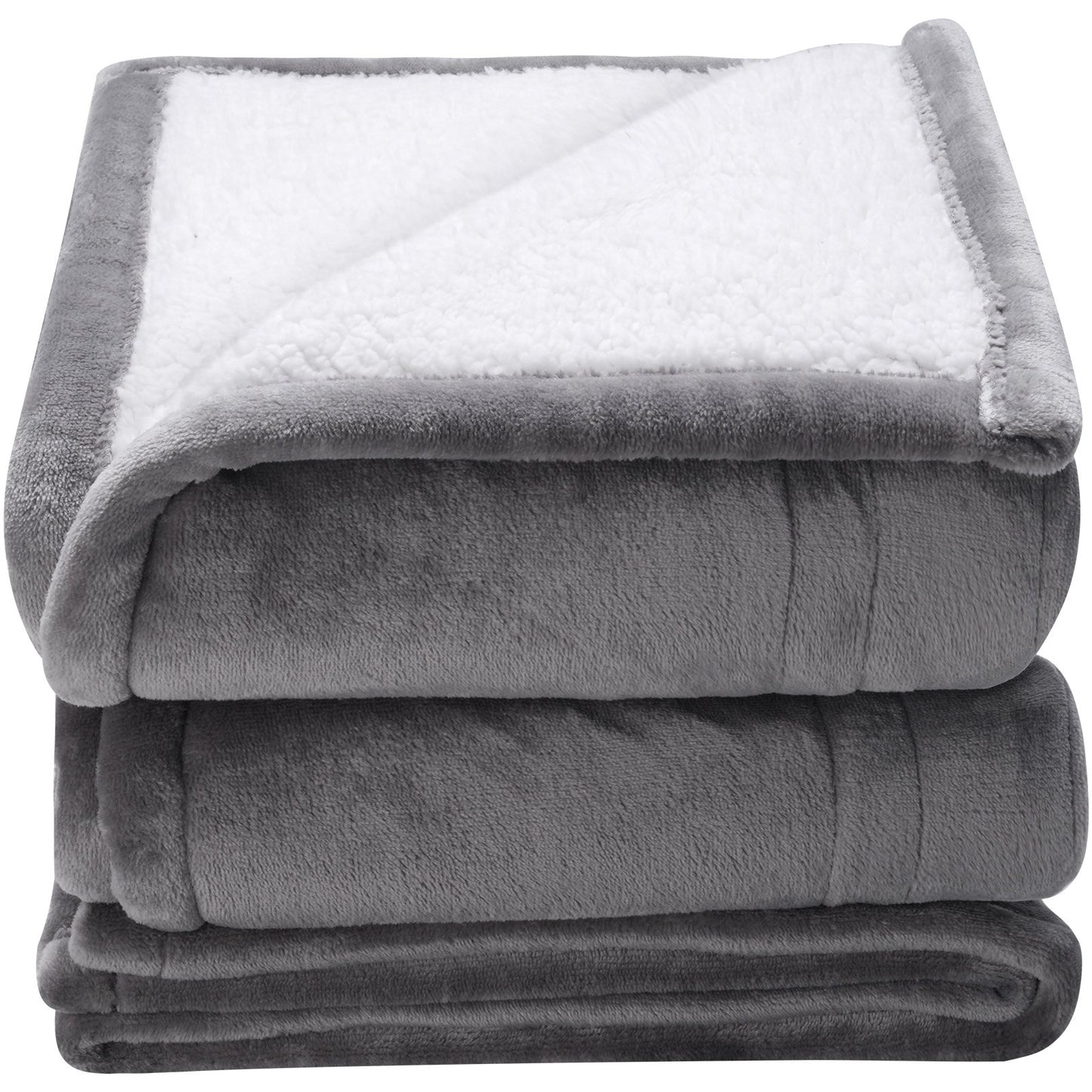 VEVOR Heated Blanket Electric Throw, 50 x 60 Twin Size, Soft Flannel & Sherpa Heating Blanket with 3 Hours Timer Auto-off, 5 Heating Levels for Sofa, Machine Washable, ETL & FCC Certification (Grey)