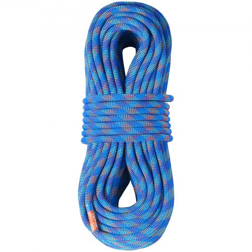 10.2mm Dynamic Climbing Rope, 60M(197ft) Outdoor Rock Climbing Rope 25KN Breaking Tension, Stretchable Fiber Rope with Steel Snap Hooks for Escape, Rappelling, Fire Rescue, Blue
