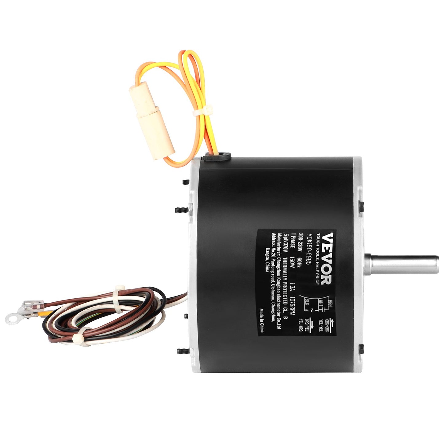 VEVOR Condenser Fan Motor K55HXJKL-2918, 51-23055-11, 1/5 HP 208-230V, 1075RPM, OEM Standard Upgraded Replacement Condenser Motor Reversible Rotating, Explosion-proof CBB65 5¦_F/370V Capacitor