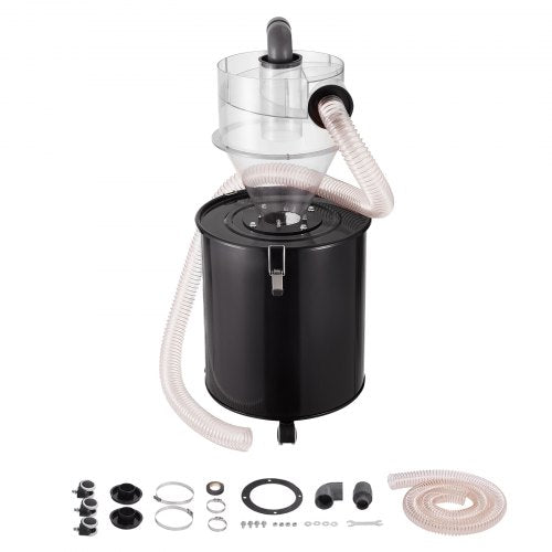 Cyclone Dust Separator with Metal Tank, 4' Retrofit Cyclone Separator for Dust Collectors, ABS Dust Deputy With 2' Hole O.D. Connector & Hose for Wet/Dry Shop Vacuums, Fits 13.21 Gallon Tank