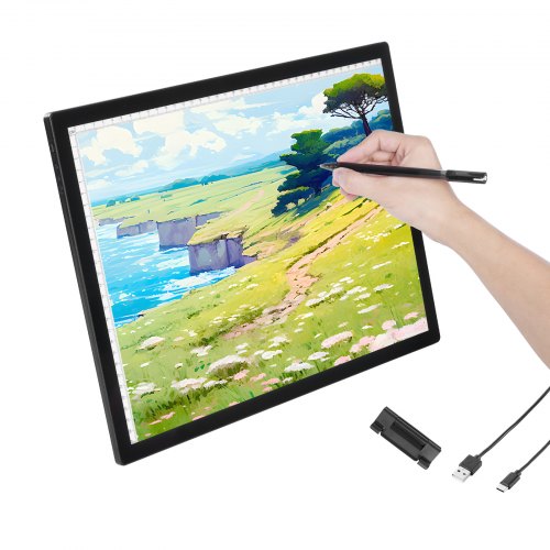 Light Board, A3 LED Light Pad with 6 Level Dimmable Brightness, Rechargeable Light Table for Tracing, Light Box for Diamond Painting, Animation, Sketching, Drawing, Stenciling, Artists (Black)