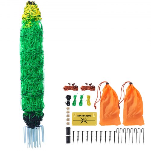 VEVOR Electric Fence Netting, 35 H x 164' L, PE Net Fencing with Posts & Double-Spiked Stakes, Utility Portable Mesh for Goats, Sheep, Lambs, Deer, Hogs, Dogs, Used in Backyards, Farms, and Ranches