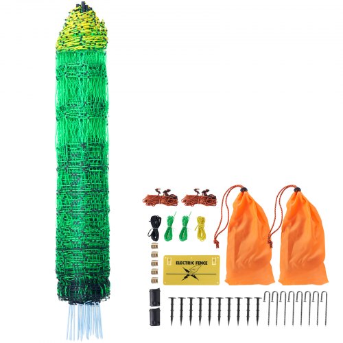 VEVOR Electric Fence Netting, 42 H x 164' L, PE Net Fencing with Posts & Double-Spiked Stakes, Utility Portable Mesh for Goats, Sheep, Lambs, Deer, Hogs, Dogs, Used in Backyards, Farms, and Ranches