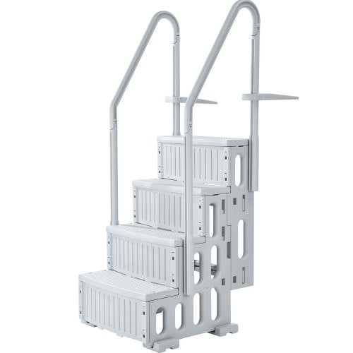 Swimming Pool Ladder, 4-Step Double Handrails Stairs with Non-slip Heavy Duty Steps, Reliable 400 lbs Max Load Capacity, for 48-54 In Inground & Above-ground Pools of Any Decking Surface, Grey