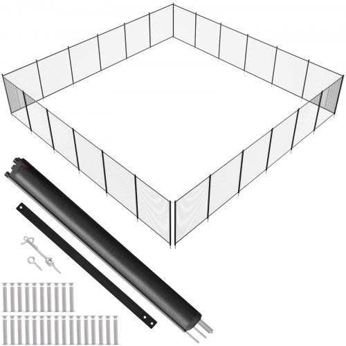 Pool Fence, 4 x 72 FT Pool Fences for Inground Pools, Removable Child Safety Pool Fencing, Easy DIY Installation Swimming Pool Fence, 340gms Teslin PVC Pool Fence Mesh Protects Kids and Pets