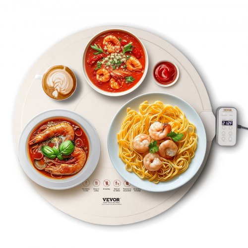 Electric Warming Tray, Food Warming Mat for Buffet, Rollable & Portable Silicone Food Warmer with 4 Adjustable Temperature Settings, Auto Shut-Off & Child Lock, Perfect for Parties, Catering