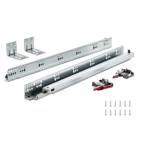 10 Pairs of 21 Inch Drawer Bottom Side Mount Rails, Heavy Duty Full Ball Bearing Extension Steel Track, Soft-Close Noiseless Guide Glides Cabinet Kitchen Runners with Locking Mechanism, 100 Lbs