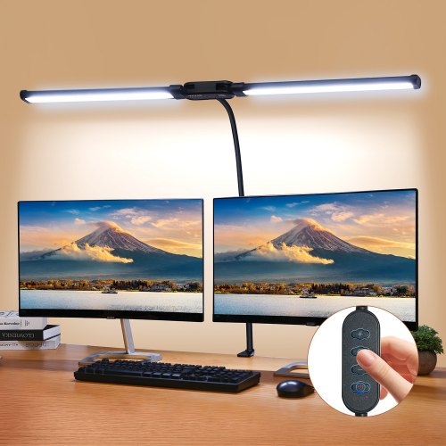 LED Desk Lamp with Clamp Double Head Desk Lamp with 360¡ã Adjustable Gooseneck