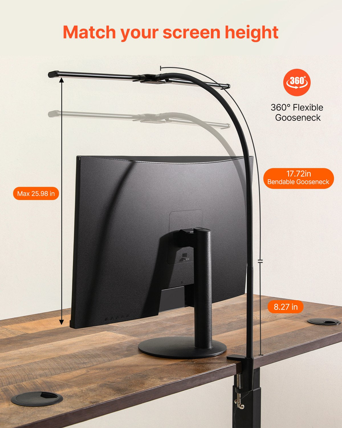 LED Desk Lamp with Clamp Double Head Desk Lamp with 360¡ã Adjustable Gooseneck