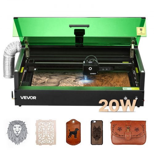 Laser Engraver, 20W, Laser Engraving and Cutting Machine with Enclosure Camera, Laser Cutter, 36000 mm/min, 19.7 x 12.6 in Working Area, for Wood, Leather, Glass, Paper, Certain Metal, Class 1